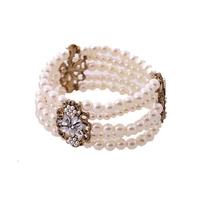 occident fashion jewelry crystal pearl womens multi layer stretch charm bracelet bangle accessory