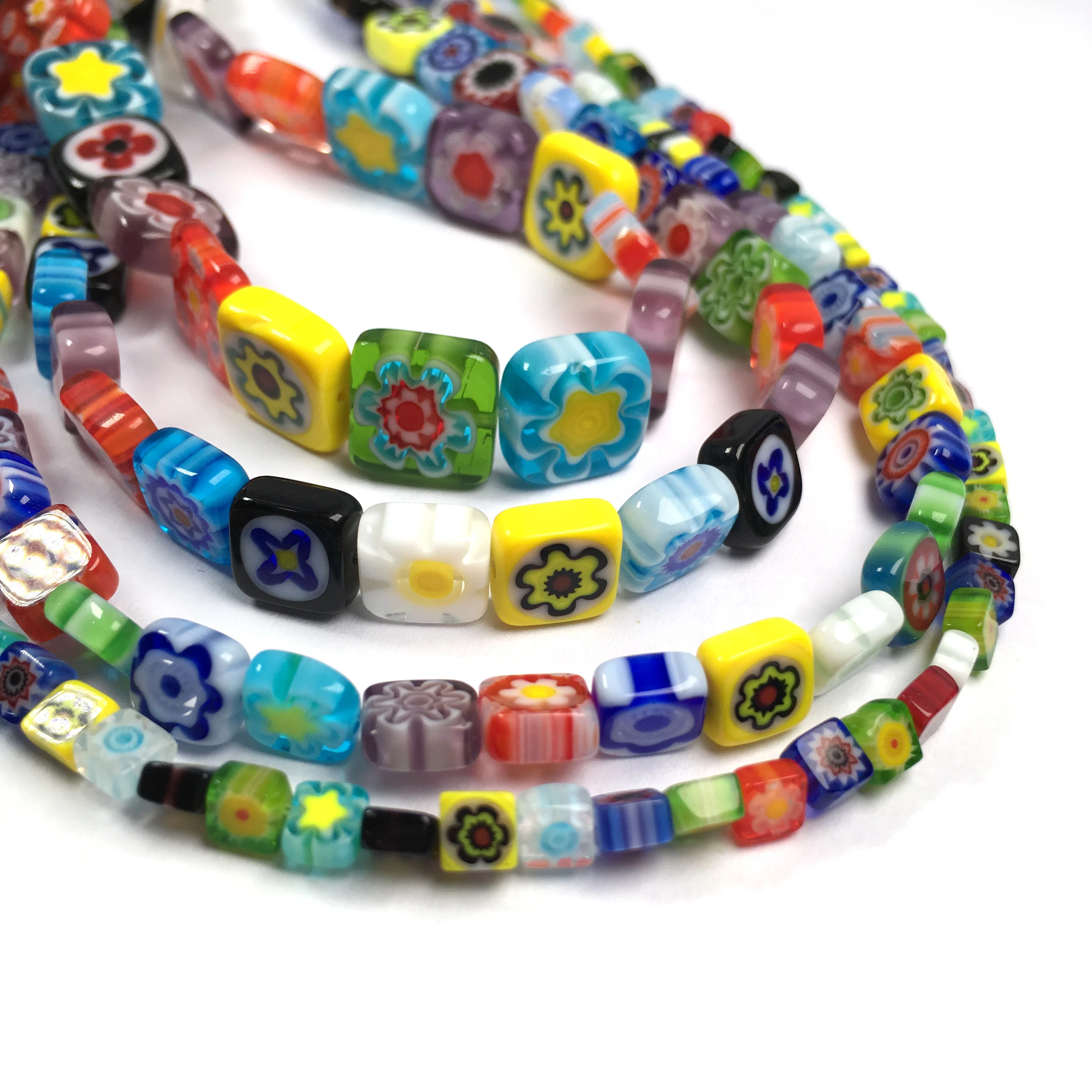 Квадратные Цветные искусственные цветы цветочные лампворк стеклянные бусины