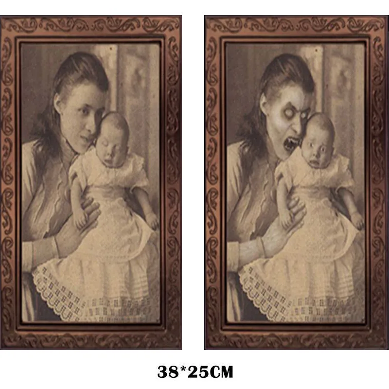F 3D призрак фоторамка ужас Картинки Рамки изменение уход за кожей лица призрак Хэллоуин вечерние Декор декоративный реквизит на Хэллоуин - Цвет: F