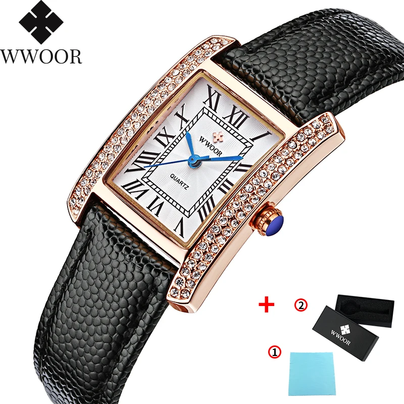 Gold Black Топ бренд, женские часы, модные золотые часы с бриллиантами, красные женские повседневные кварцевые спортивные наручные часы с кожаным ремешком - Цвет: Gold Black