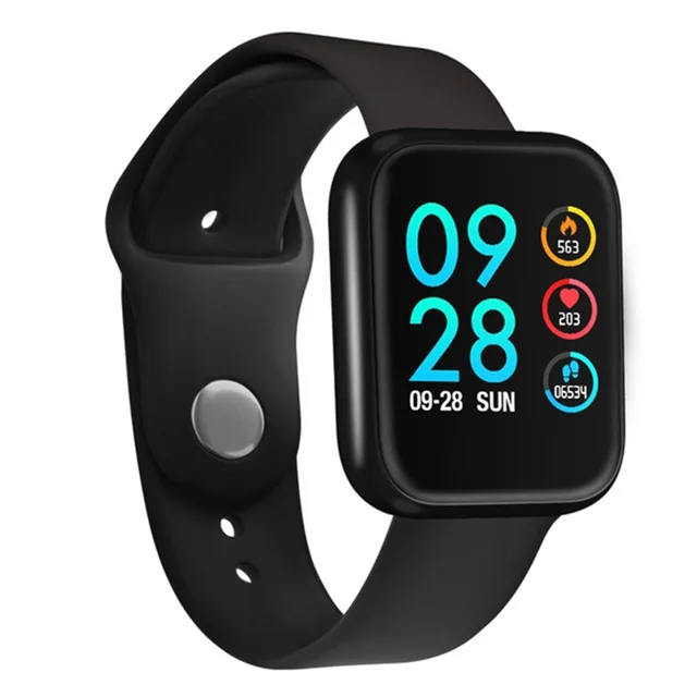 Black silica Smart Watch Women Smartwatch Heart Rate Monitor T80 Fitness Tracker Bracelet Waterproof Sport Wristband for Android ios pk P70 - Color: Black silica
