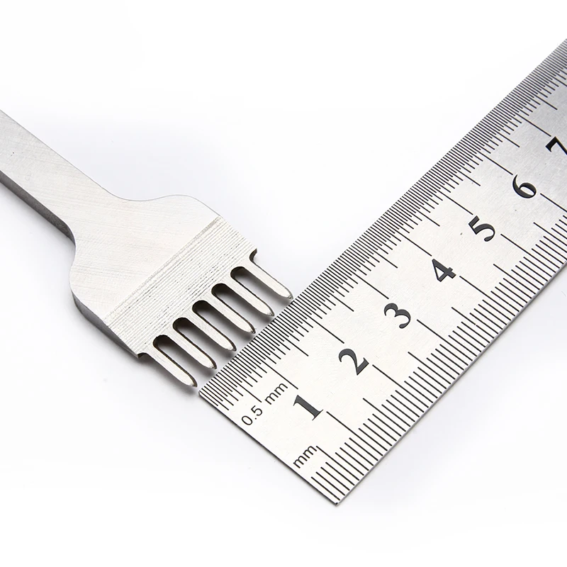 

ZONESUN Leather Craft Round Hole Pricking Iron Chisel Head Removable Stitching Punch Chisel Tool/set Leather Punching Tool