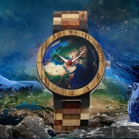 creative starry skyearth pattern mens wooden watch reloj hombre clock male hour awe of nature full wooden band quartz watches