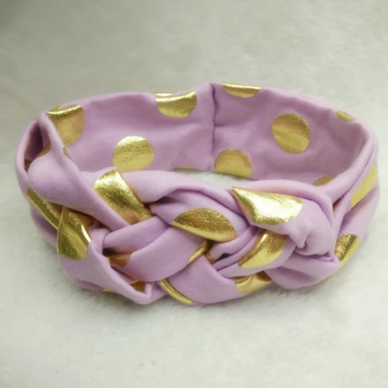 Детская повязка на голову с узлом эластичная для волос в горошек Женский тюрбан