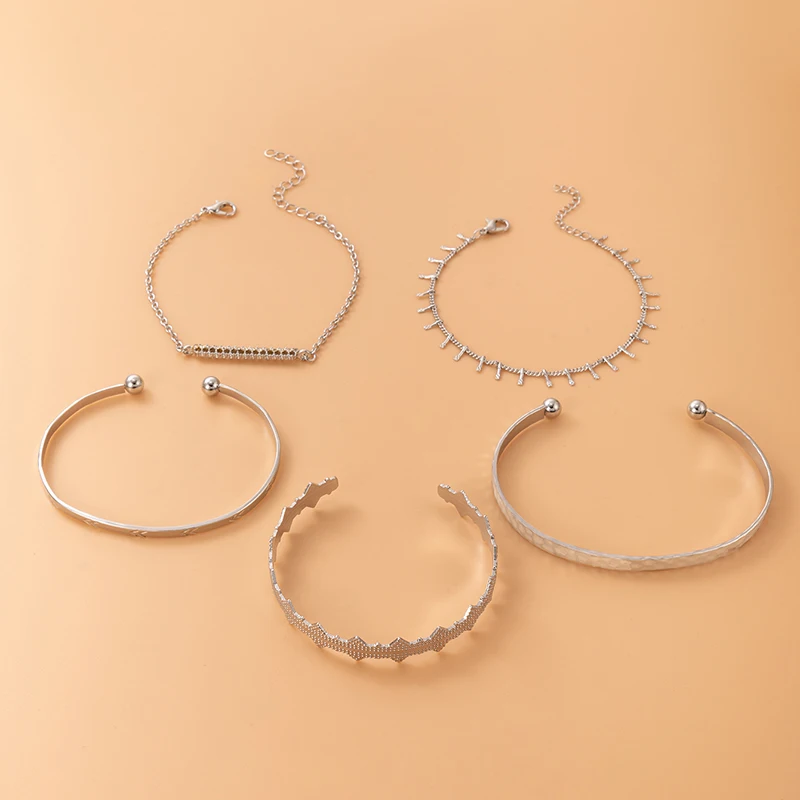 Tocona 7pcs/sets Clear Water Drop Crystal Stone Ladies Bracelets Gold Chain Cuff Bangle for Women Jewelry Wholesale 9168 | Украшения и