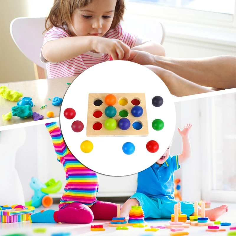 

2022 New Color Recognition Puzzle Board Montessori Educational Grab Ball Toy Enlightenment Playset for Kids 3/4/5 Year Xmas Gift