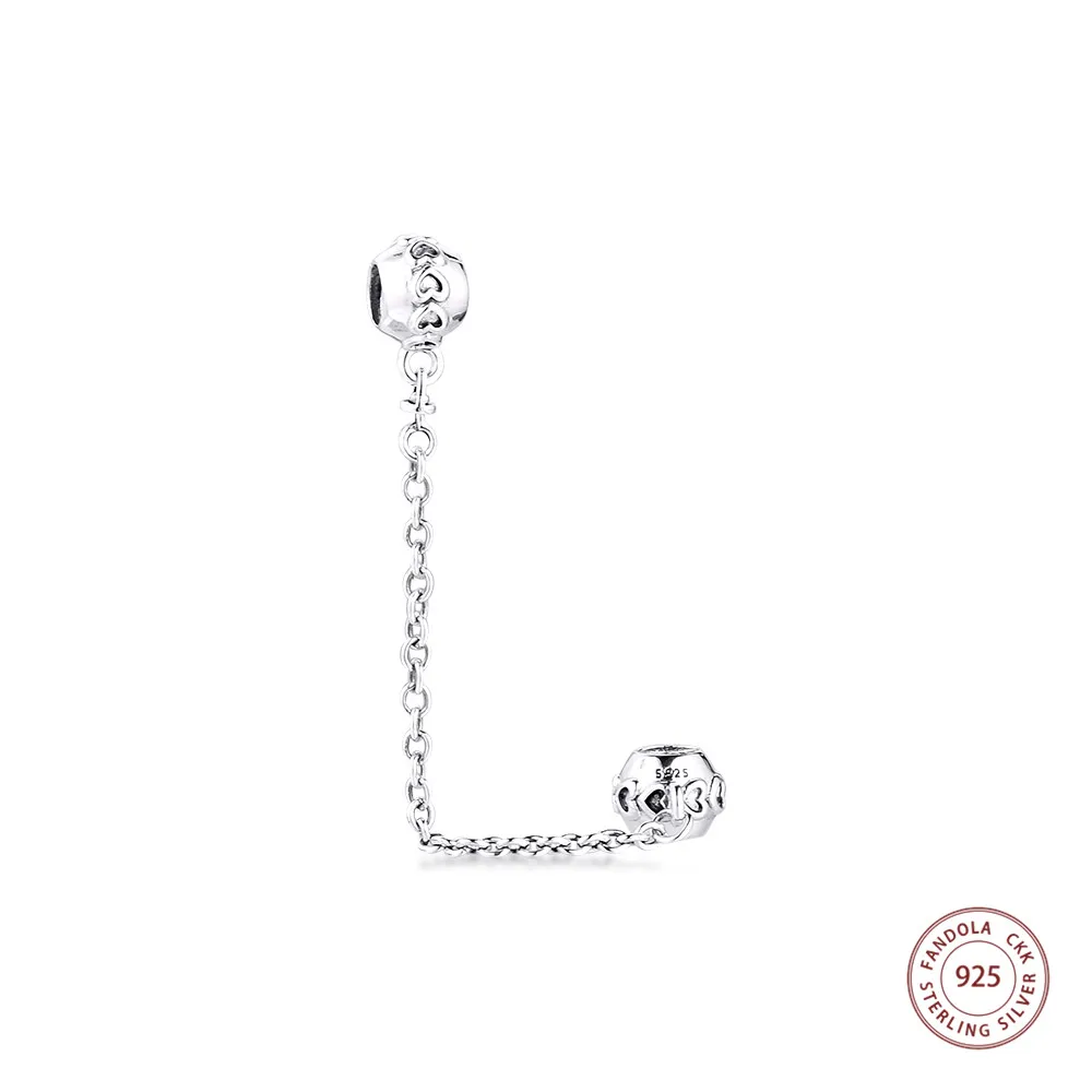 CKK 925 Sterling Silver Love Connection Safety Chain Metal Beads for Women Fits Original Charms Bracelets DIY Jewelry Making | Украшения и