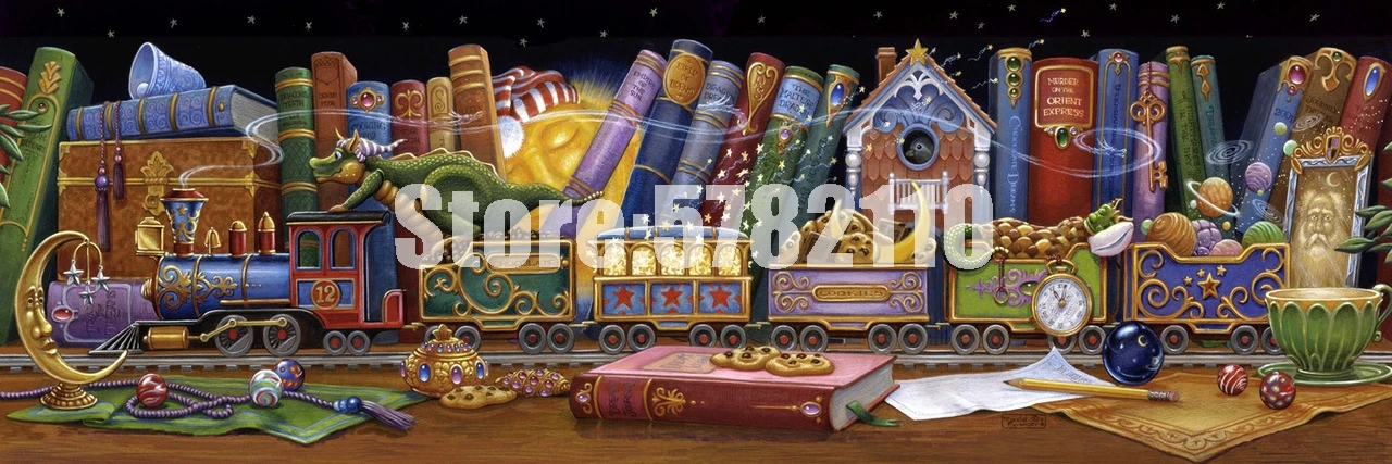 

DIY Diamond Embroidery Train of Dreams Cross Stitch Mosaic Diamond Painting Dragon Literature Full Rhinestone Home Decor Gift