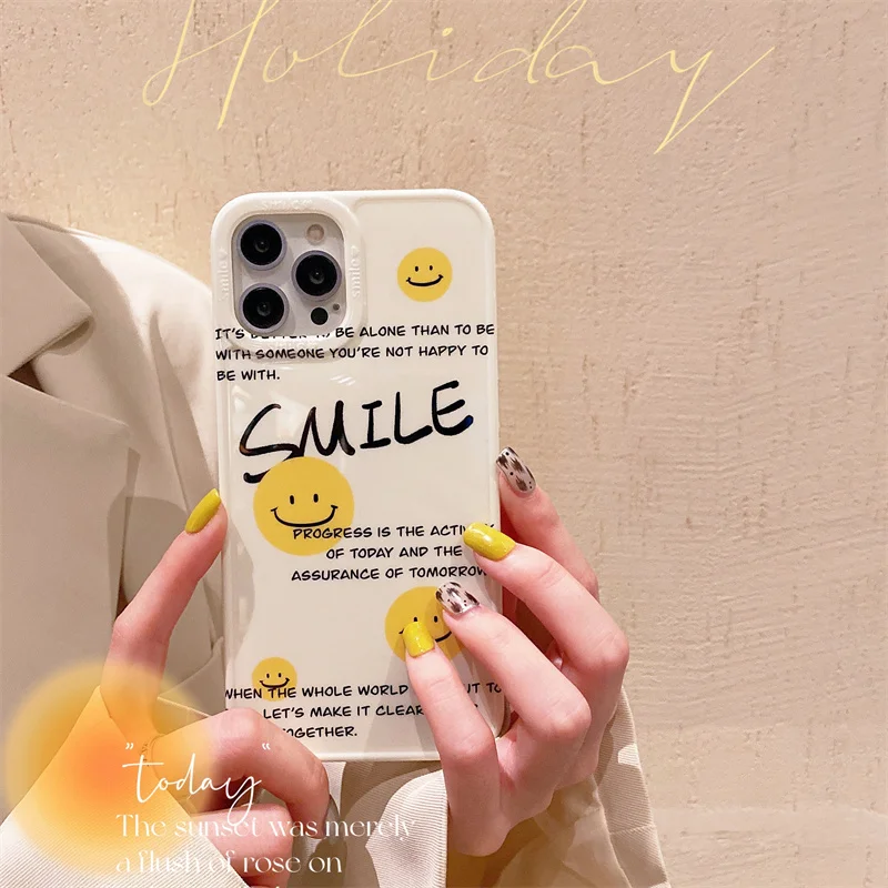 

Ins Style Korea Smile Face Print Phone Case For iPhone 12 11 Pro Max 7 8 plus X XR XS Max Cases Cute Soft Silicon Cover for Girl