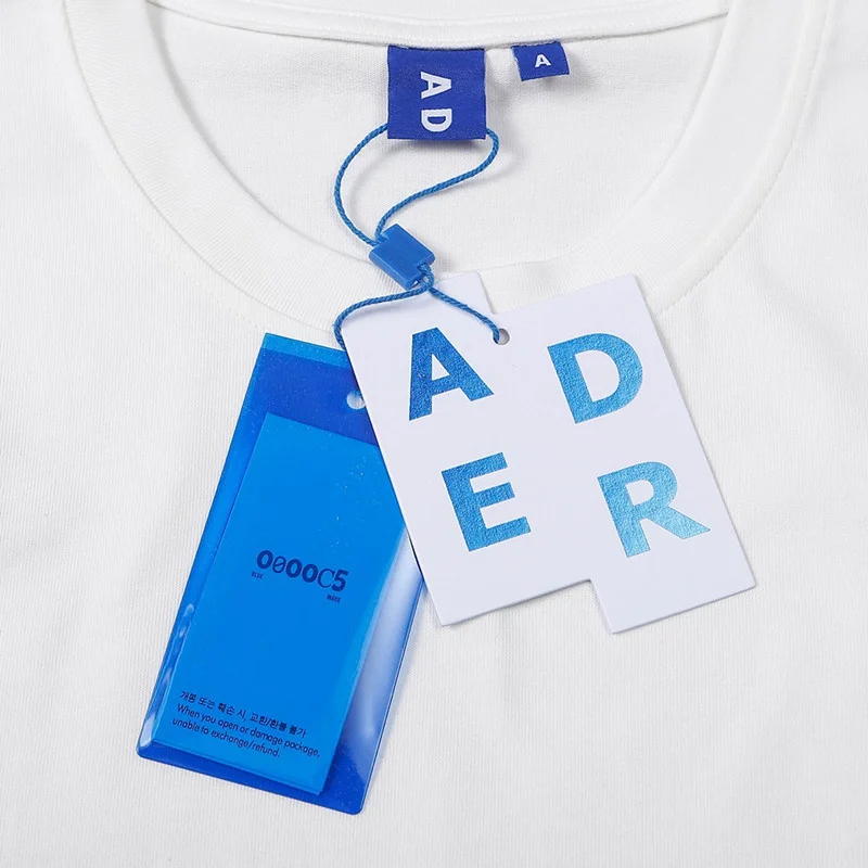 

ADER ERROR Folding Label T-shirt 2021SS Men Women Blue Origami Mark Adererror Tee High Quality Inside Tag Short Sleeve Tops