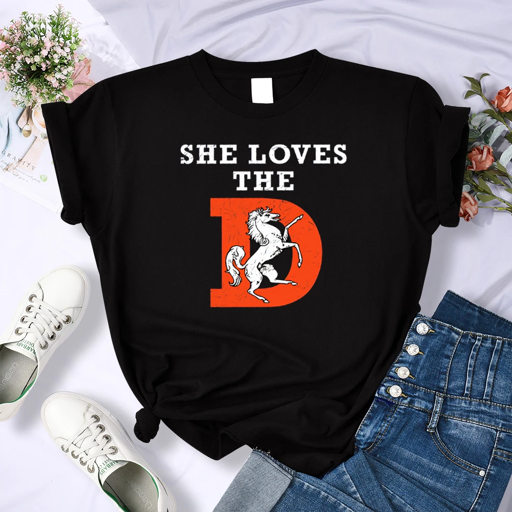 

Selling She Loves The Print T Shirt Woman Summer Anime Cotton Tee Shirt Brand Crewneck T-shirt Fashion Loose T-shirts Woman