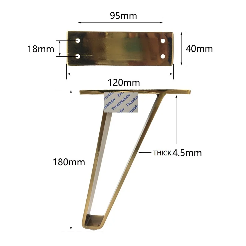 2 шт./лот H180mm сварные U изогнутые стальные диванные сиденья диванные Кофе Чай бар кровать шкаф ноги золото матовый черный