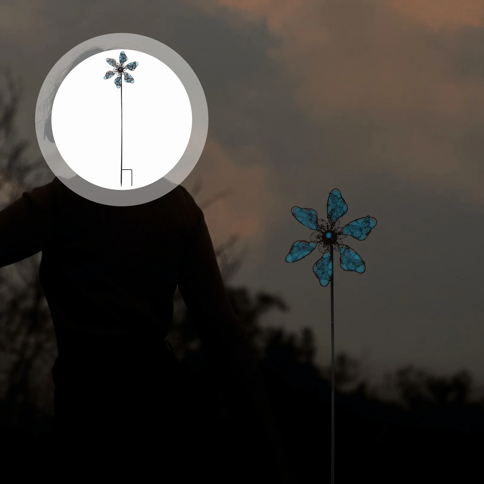 

1pc Garden Rotatory Windmill Iron Luminous Windmill Decorative Patio Windmill