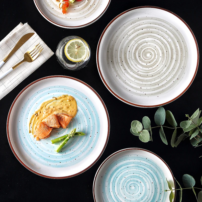 Фарфоровое блюдо MUZITY керамическая круглая фотопластина тарелки для салатов или