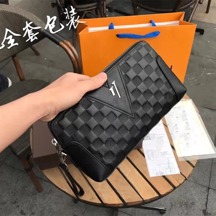 

Fashion trends 2021 men's key holder leather clutch bag envelope clutch bag men's leather wallet Luxury designer bag