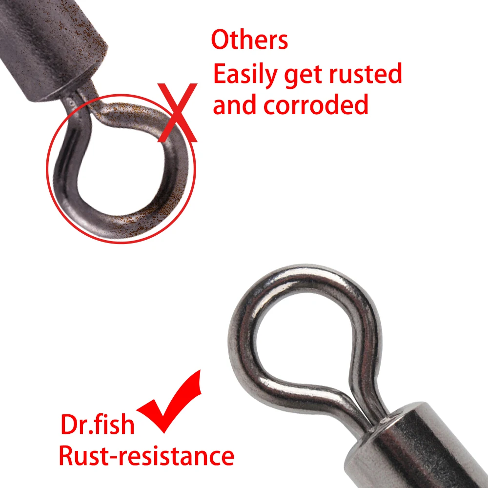 DR. FISH 50 шт. рыболовные прочные вращающиеся кольца шарнирные защелки Разъем