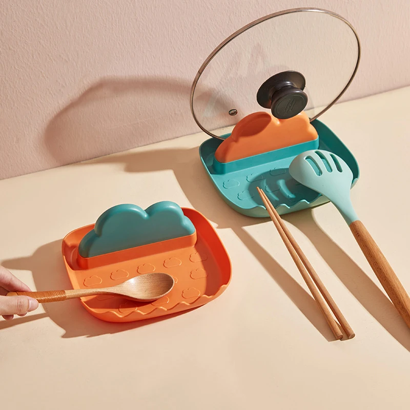 

Spoon Pot Lid Holder Rack Plastic Spoon Rest Kitchen Organizer for Fork Spatula Rack Spoon Holder Stand Tableware Storage Rack