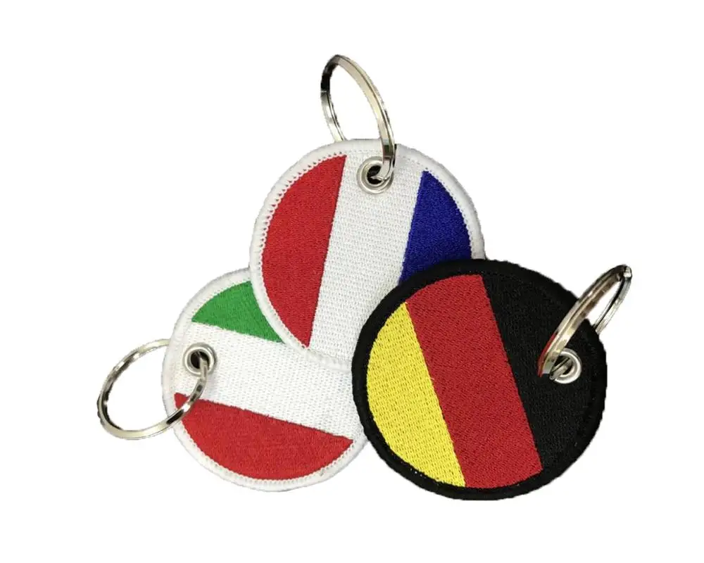 Заказная цепочка для ключей Вышитый Флаг Круглый индивидуальный ключ