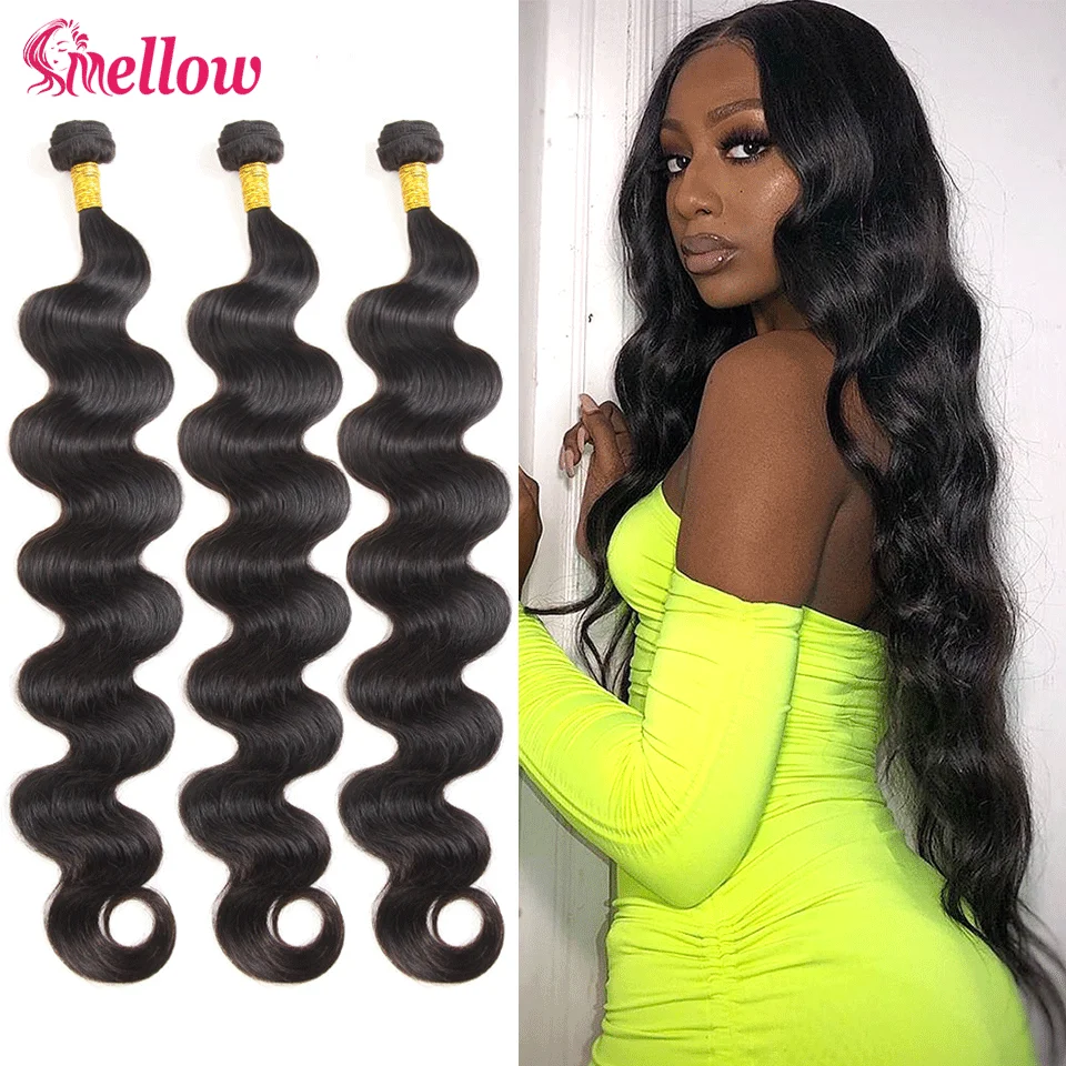 Mellow 28 30 32 34 40 дюймов бразильские прямые волосы remy плетение натурального цвета 1 3 4