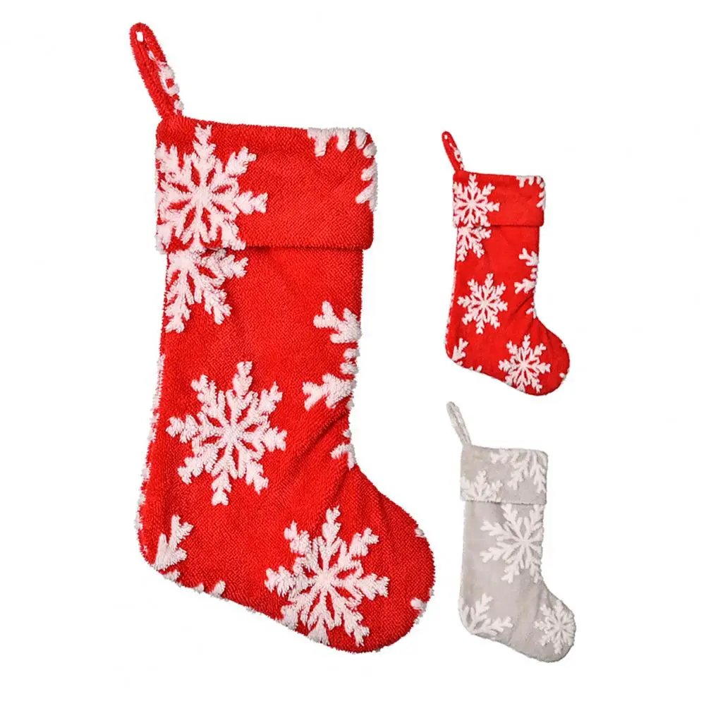 

Exquisite Workmanship Snowflake Design Christmas Tree Celebration Knitted Stocking Decor for Party
