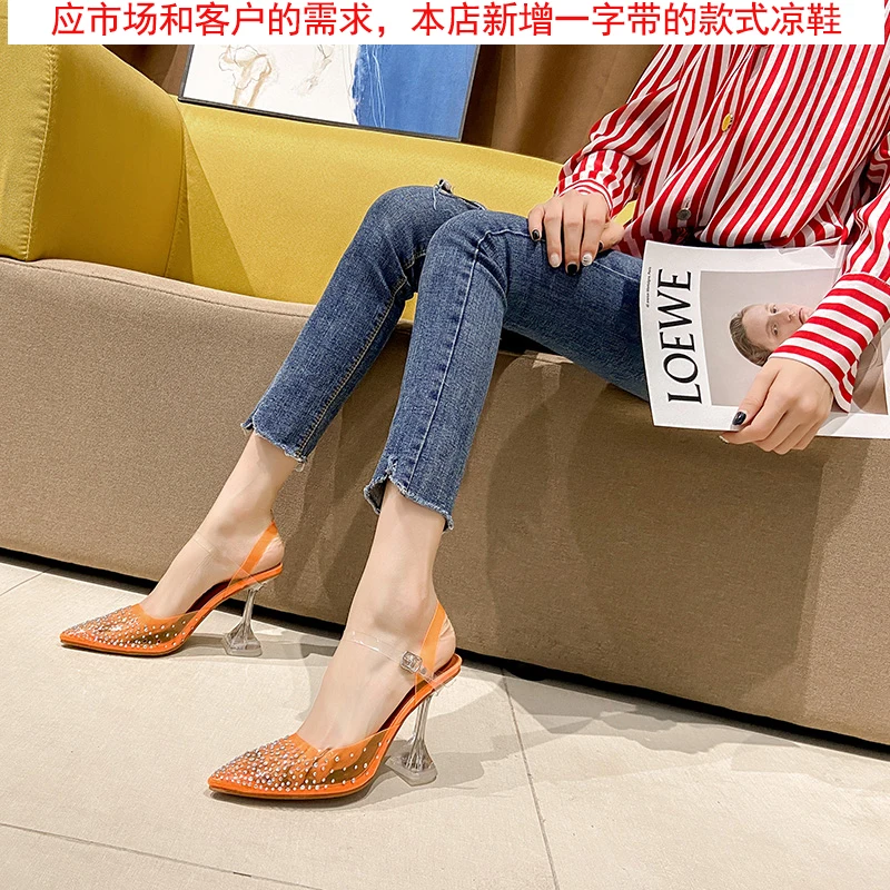 

Summer Fashion Crystal Heel Women Sandals Shoes Transparent Sexy Pumps Women