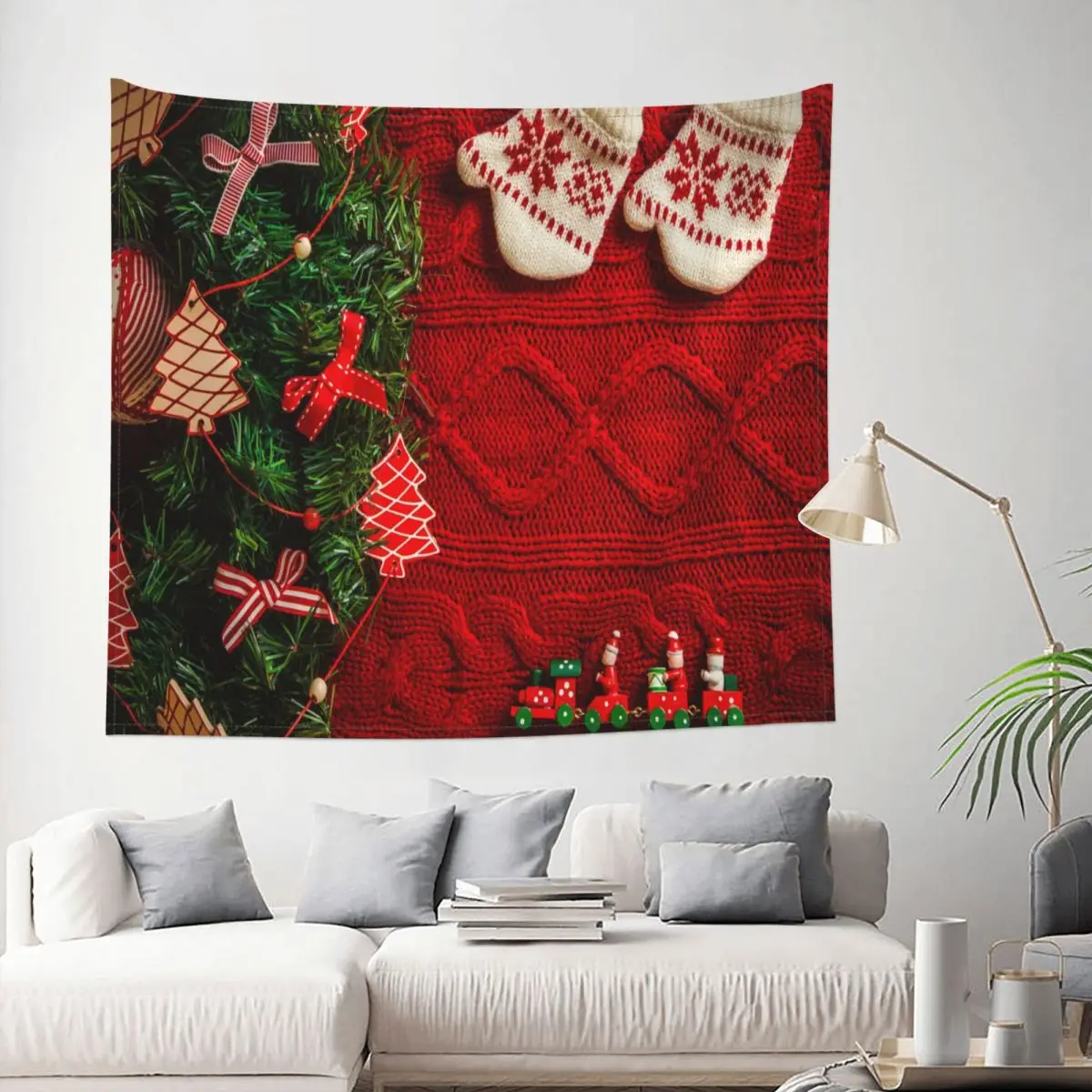 

Christmas Holiday Happy New Year Toy Train Tapestry Christmas Decoration Wall Room Home Decor Hanging Living room Kawaii Cartom