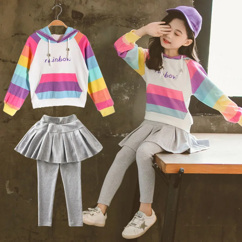 Girls Clothes 2021 Clothing For Hoodie + Dress Pants Suits Spring Autumn Kids Teen Children 5 6 7 8 9 10 12 Years | Мать и ребенок