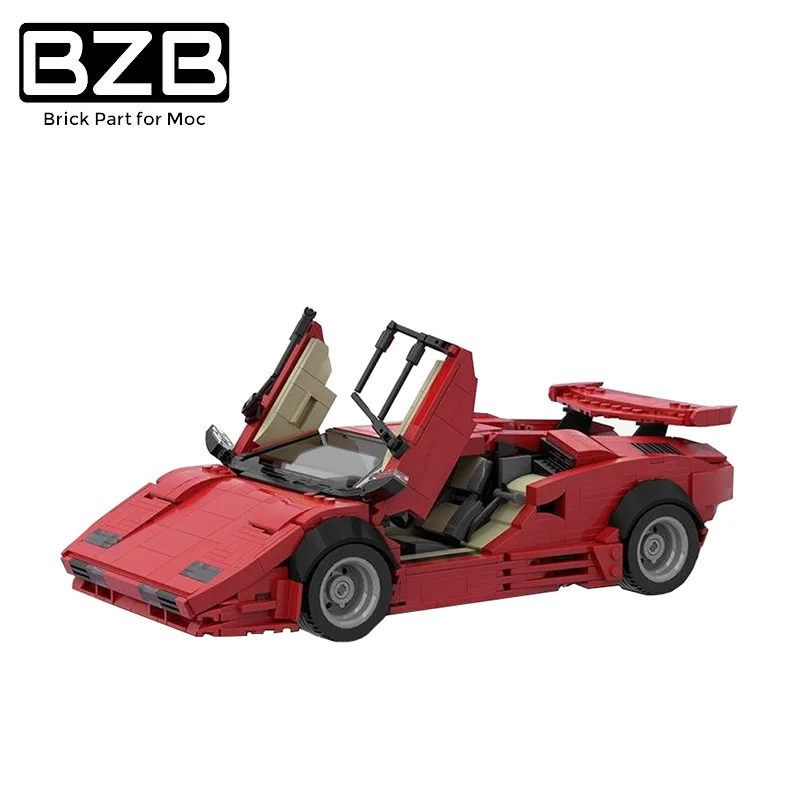 

Супер гоночный автомобиль BZB MOC Countach LP5000 QV-Red Hypercar Versionby из блоков, классические высокотехнологичные модели блоков, игрушки, подарки на день р...