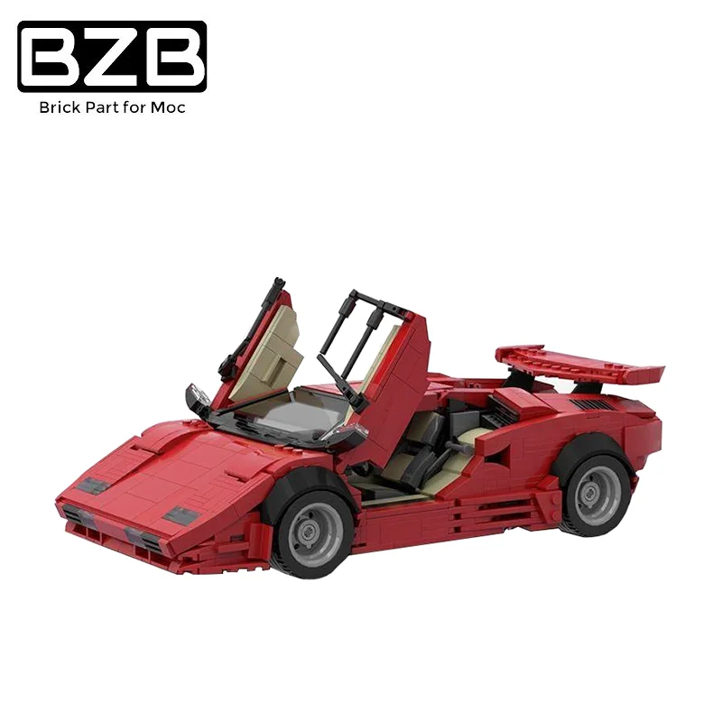 Супер гоночный автомобиль BZB MOC Countach LP5000 QV-Red Hypercar Versionby из блоков классические