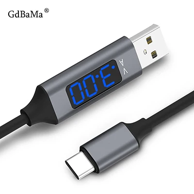 Grey D-Line2 Быстрая зарядка USB 3,0 usb type C кабель напряжение и ток дисплей синхронизации данных USB-C кабель для Xiaomi A1 samsung S9 huawei - Цвет: Grey