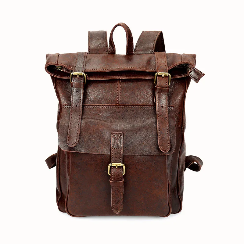 Винтажный рюкзак из натуральной кожи для мужчин деловой дорожный роскошная