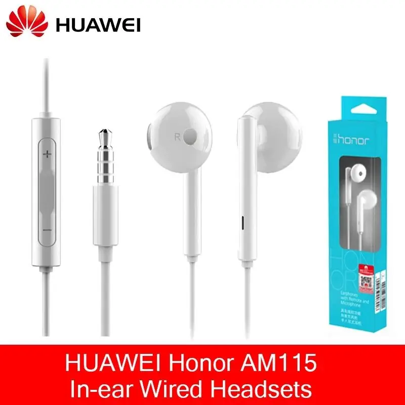 Металлические наушники Huawei AM115 с микрофоном и регулировкой громкости для