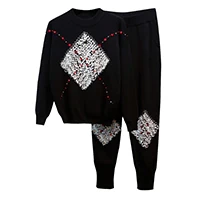 HIGH STREET/Новинка, стильный костюм для подиума, комплект женской футболки с короткими рукавами, Джинсовый комплект со штанами - Цвет: Черный