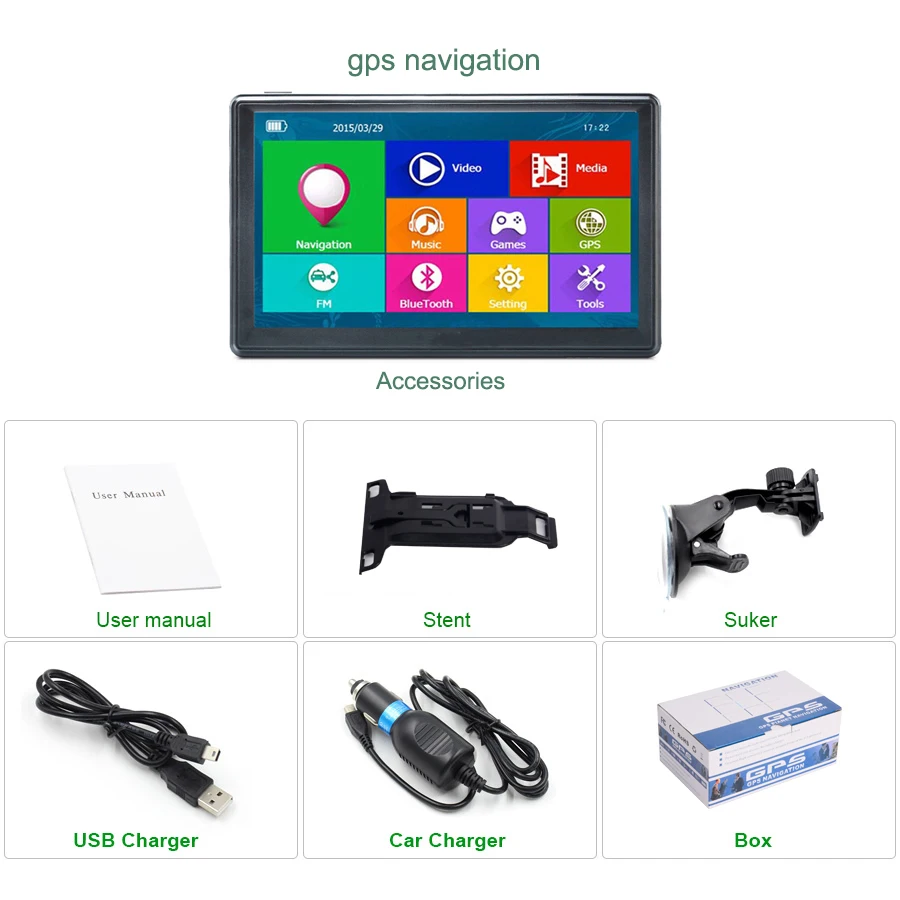 Gps навигатор 7 дюймов Автомобильный gps навигатор MTK 800 МГц ОЗУ 256 м ПЗУ 8G HD 800*480 навигационная система новые карты Поддержка Прямая поставка