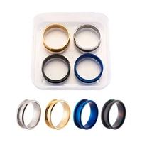 4pcs stainless steel grooved finger ring settings ring core blank for inlay ring jewelry making diy ring