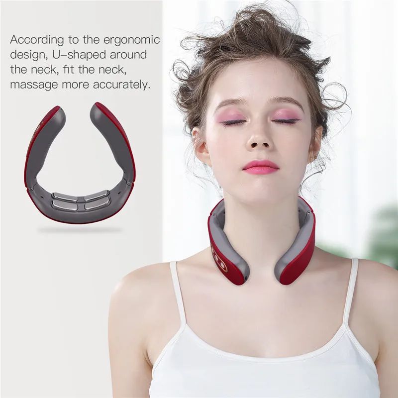 

CkeyiN Rechargeable Neck Therapy Massager 3D 4 Head Magnetic Pulse Wireless Neck Deep Tissue Heating Cervical Pain Relief Device