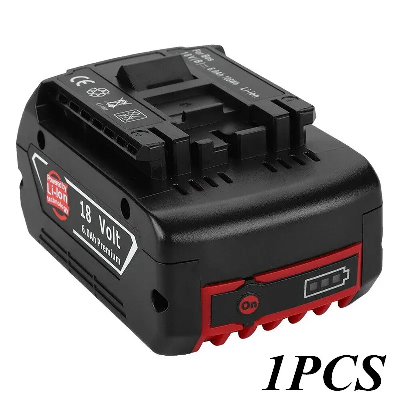 18V 6000 мА/ч, Перезаряжаемые Li-Ion Батарея для Bosch 18V Батарея резервного копирования 6.0A Портативный Замена BAT609 индикатор светильник - Цвет: Золотой