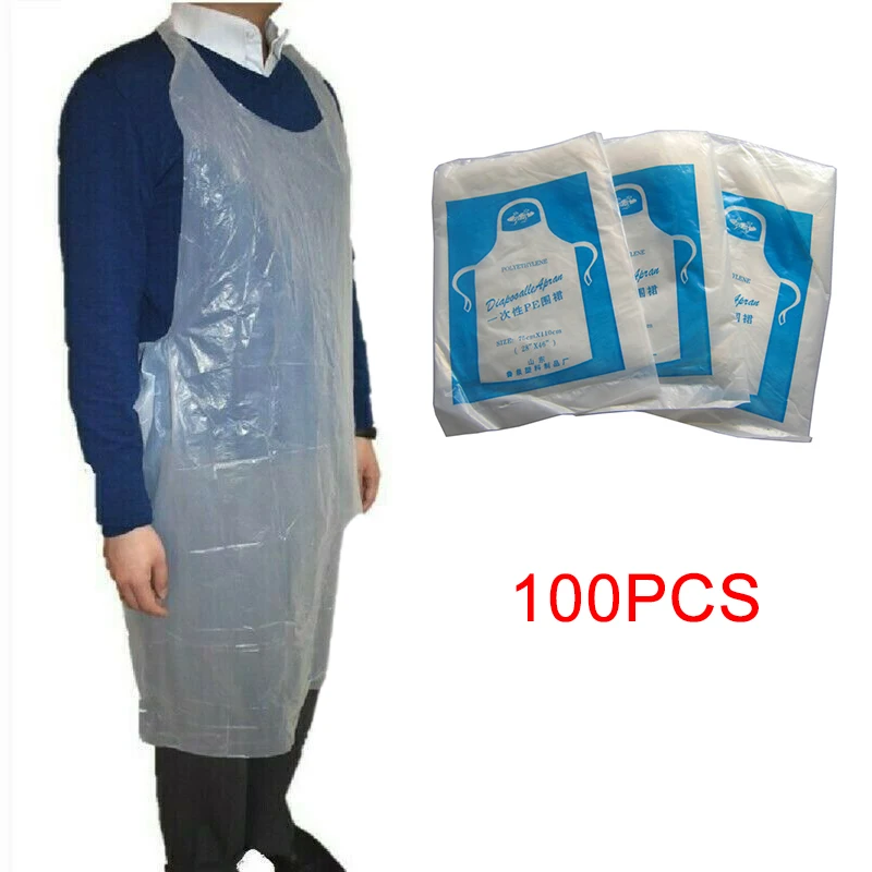 

100pcs Disposable Aprons Waterproof Oil Proof Antifouling Plastic Aprons Anti-splash Kitchen Supplies TN88