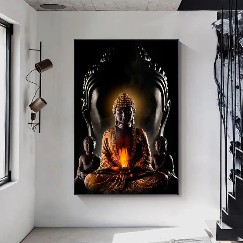 Красочная абстрактная статуя Будды Картина на холсте буддистские фотообои