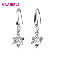 fine s925 sterling silver geometric style triangle cubic zircon dangle earrings fashion jewelry for women party performance