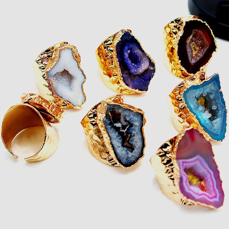 Кольцо с полудрагоценными камнями для мужчин и женщин полированное золотом