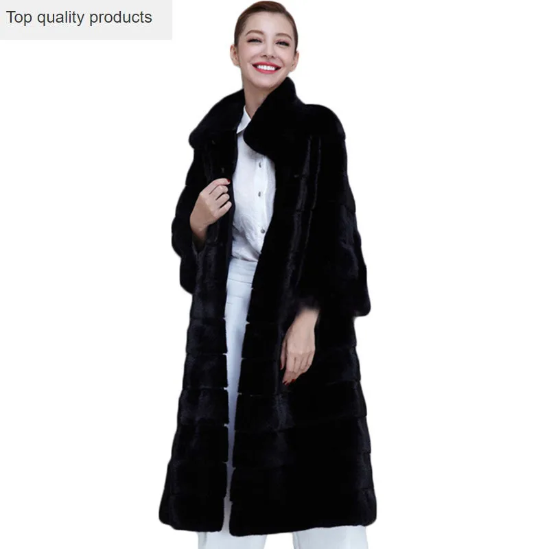 

X-Long Black Thick Fur Coat Women's Fur Jacket Winter Overcoat Rabbit Faux Fur Outerwear New Fashion Style 6XL LH558