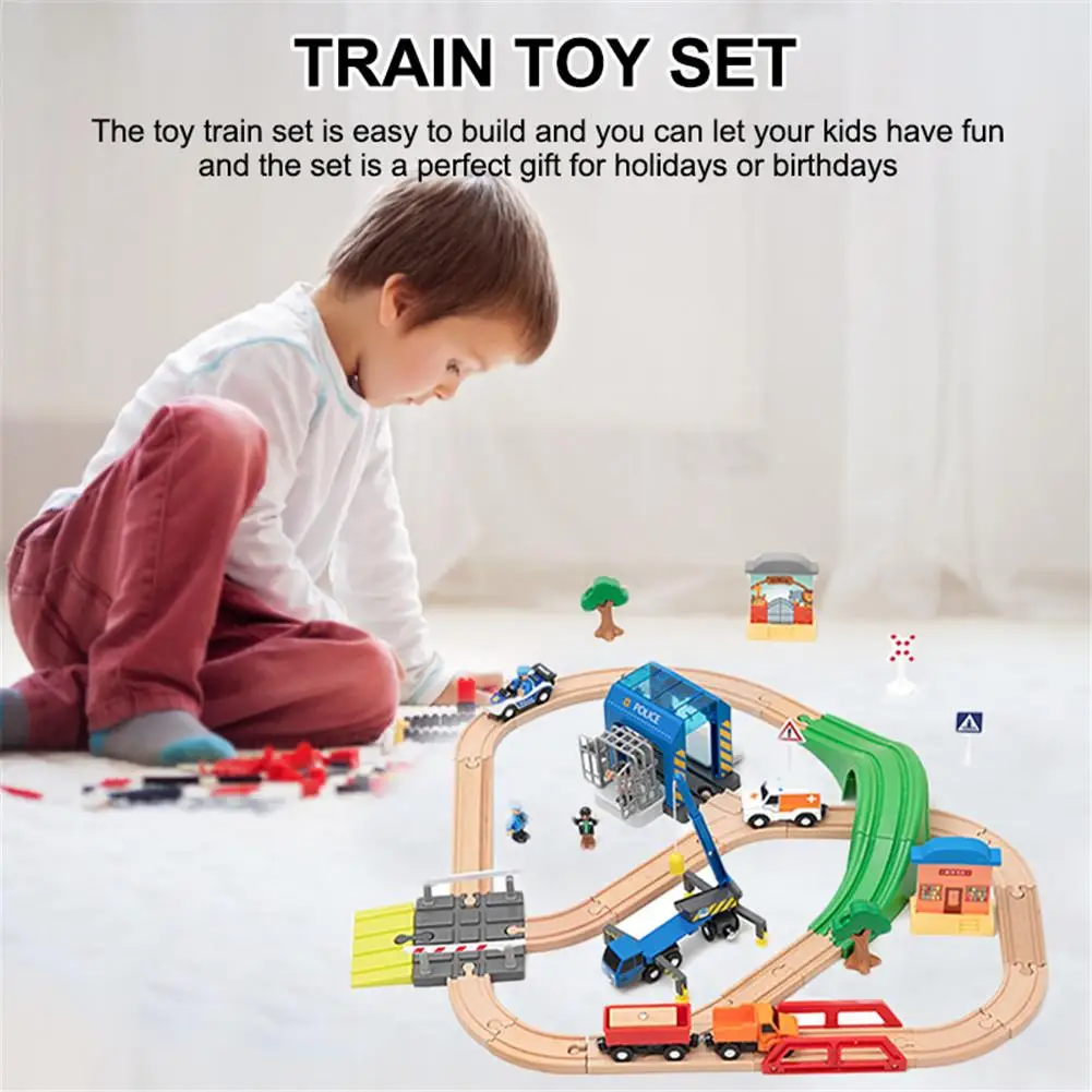 

Train Toy Set Wooden Track and Train Kit Kids Friendly Building and Construction Toy Educational Toy