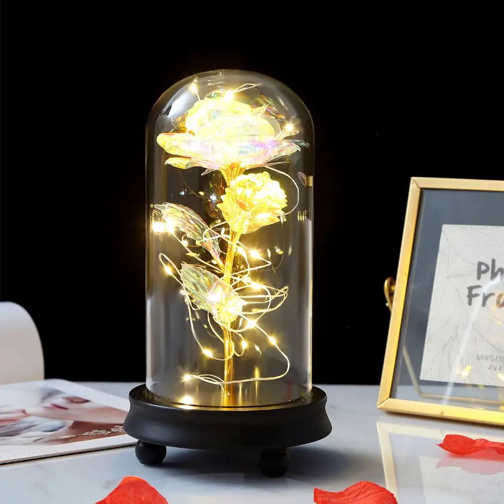 Светодиодный светильник в виде бутылки с розой ночник цветком стеклянном