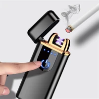 led display usb electronic lighter fingerprint touch dual arc cigarette lighter battery windproof arc lighter gifts for men