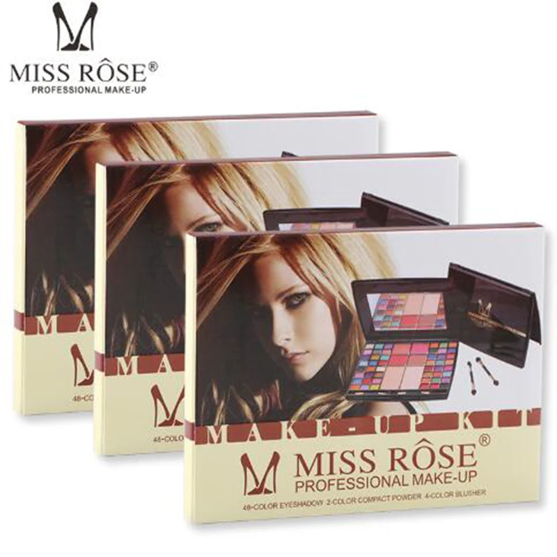 MISS ROSE 48 цветов поднос для теней 2 цвета пудра 4 цветные румяна коробка макияжа тени