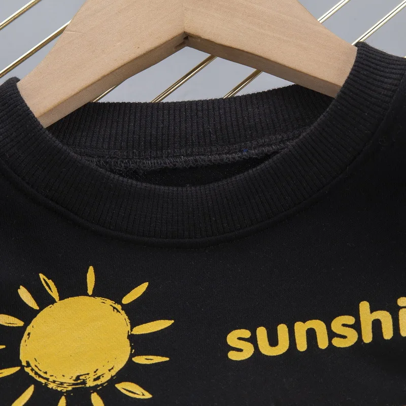 

Spring O-neck Sweatshirt Kids Boys Girls Cotton Rainbow Stitching Long Sleeve T-shirt Sports Printed Tops Children Clothes Thin