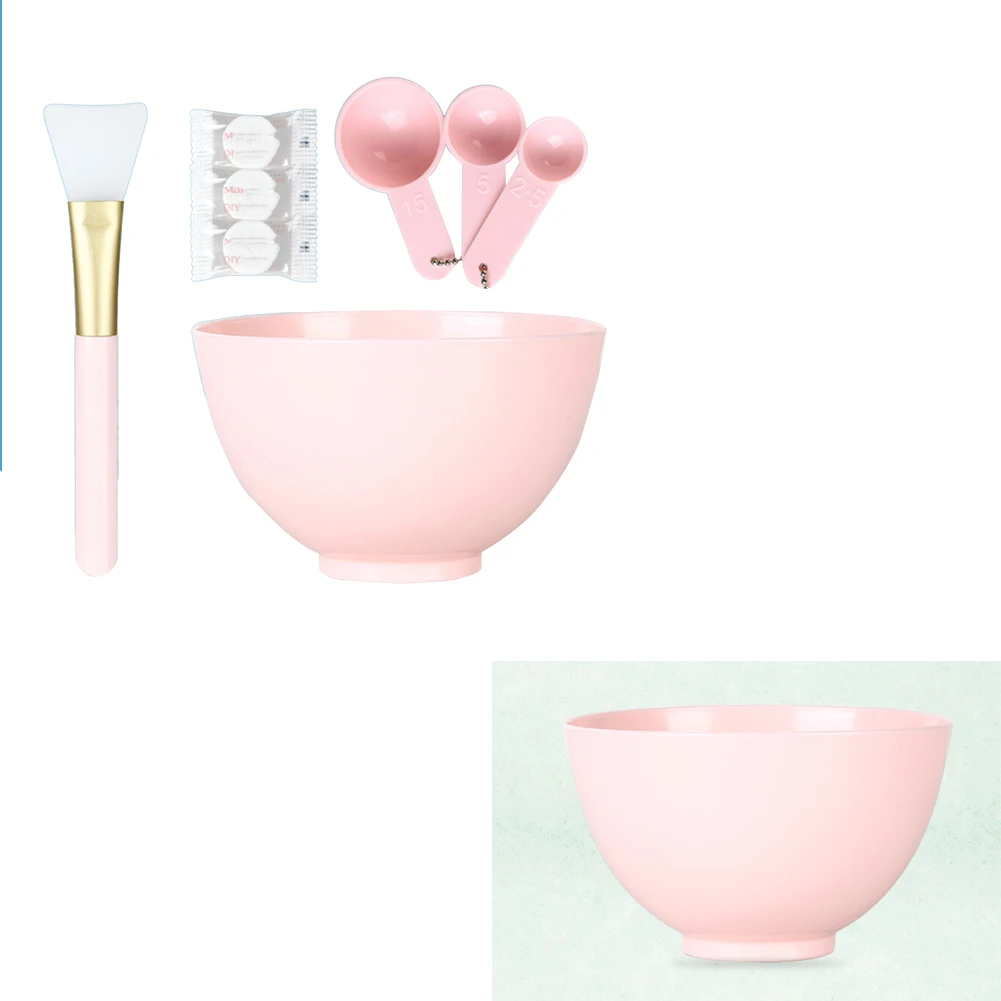 

Mask Bowl Brush Creative DIY Handmade Silicone Facial Mask Brush Multi Function Manual Face Mask Tools Home Beauty 1Set Pink