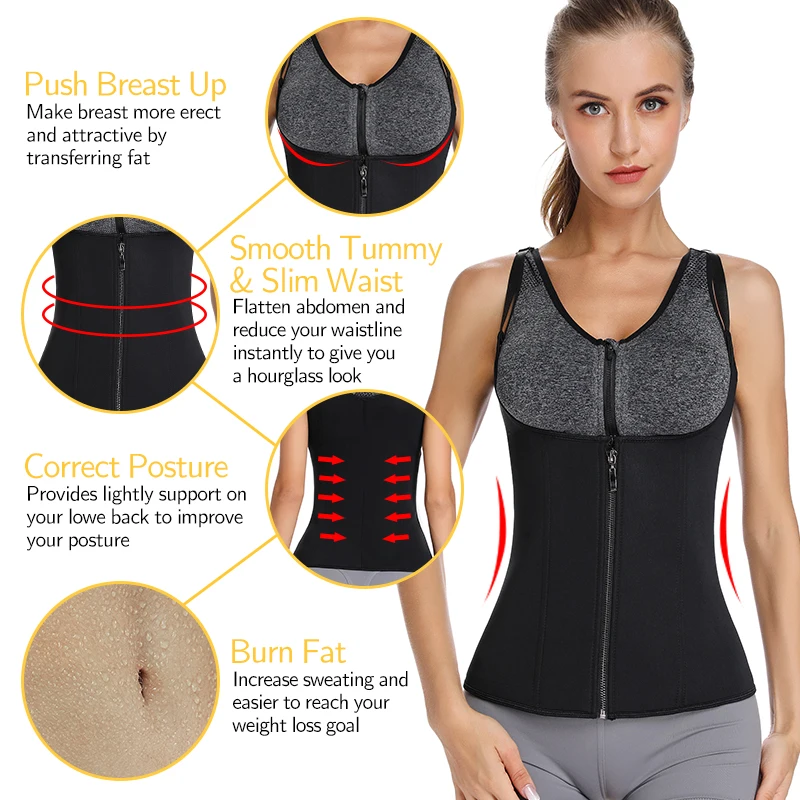 Женский тренировочный жилет для похудения компрессионная рубашка со стальными