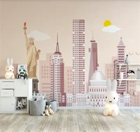 xuesu nordic city architectural illustration childrens room background wall paper mural 8d wall covering